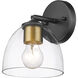 Roxie 1 Light 6 inch Matte Black/Brushed Champagne Bronze Semi-Flush Ceiling Light